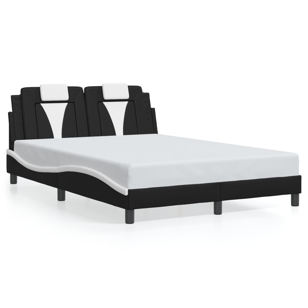 Cadre de lit sans matelas noir et blanc 140x190 cm similicuir