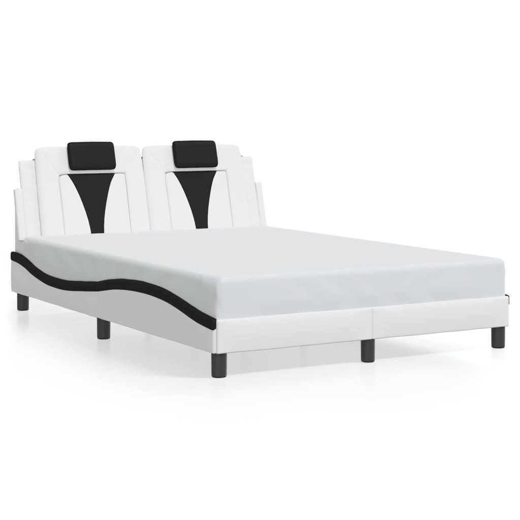 Cadre de lit sans matelas blanc et noir 140x190 cm similicuir