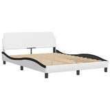 Cadre de lit sans matelas blanc et noir 140x190 cm similicuir