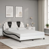 Cadre de lit sans matelas blanc et noir 140x190 cm similicuir