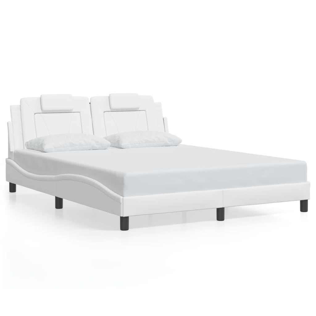 Bed frame without mattress white 160x200 cm imitation leather