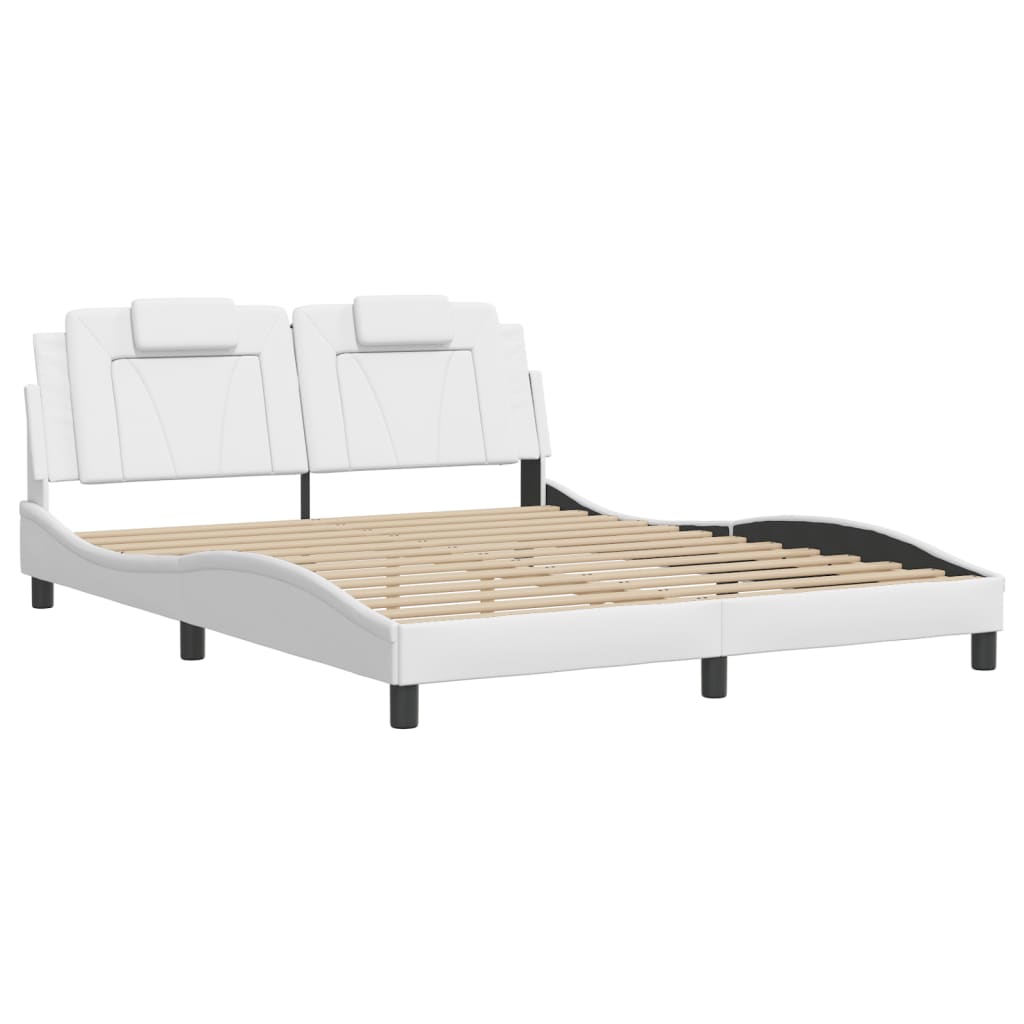 Bed frame without mattress white 160x200 cm imitation leather