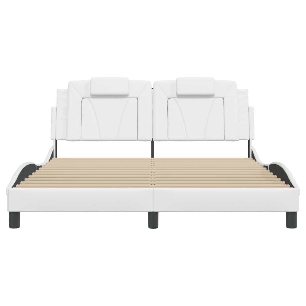 Bed frame without mattress white 160x200 cm imitation leather