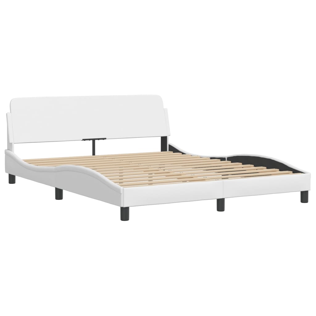 Bed frame without mattress white 160x200 cm imitation leather