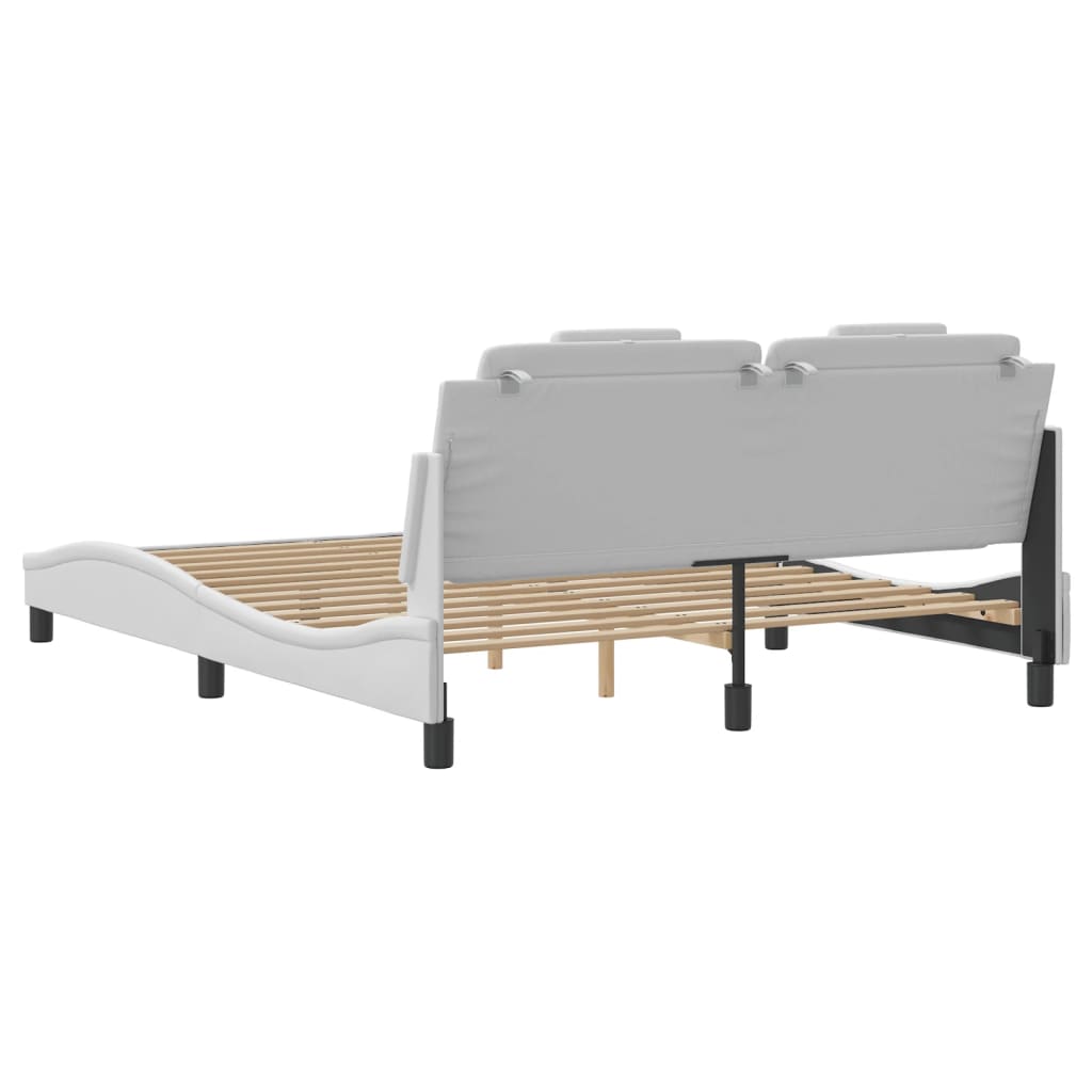 Bed frame without mattress white 160x200 cm imitation leather