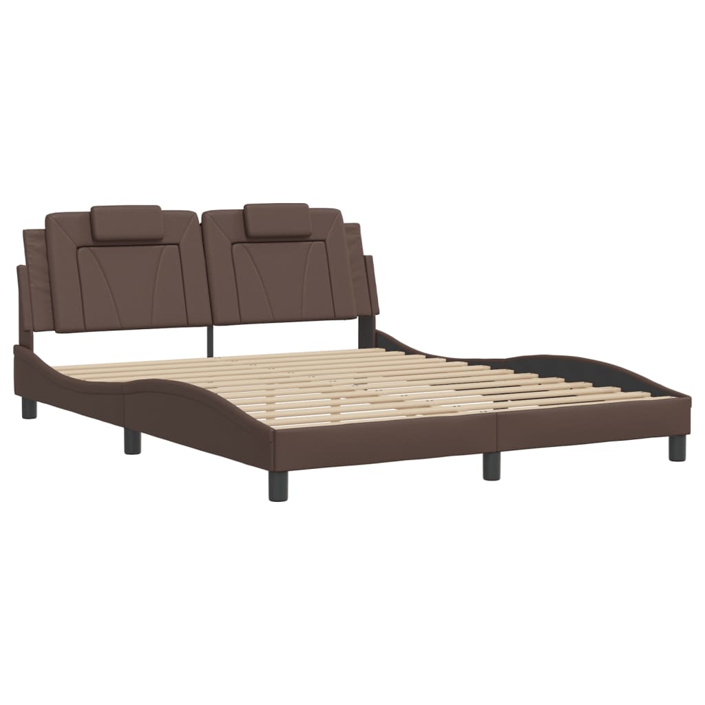 Cadre de lit sans matelas marron 160x200 cm similicuir