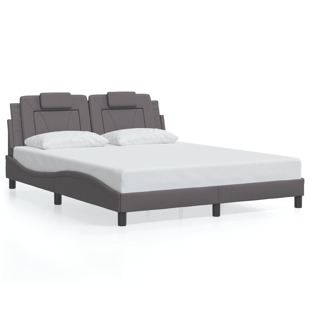 Cadre de lit sans matelas gris 160x200 cm similicuir