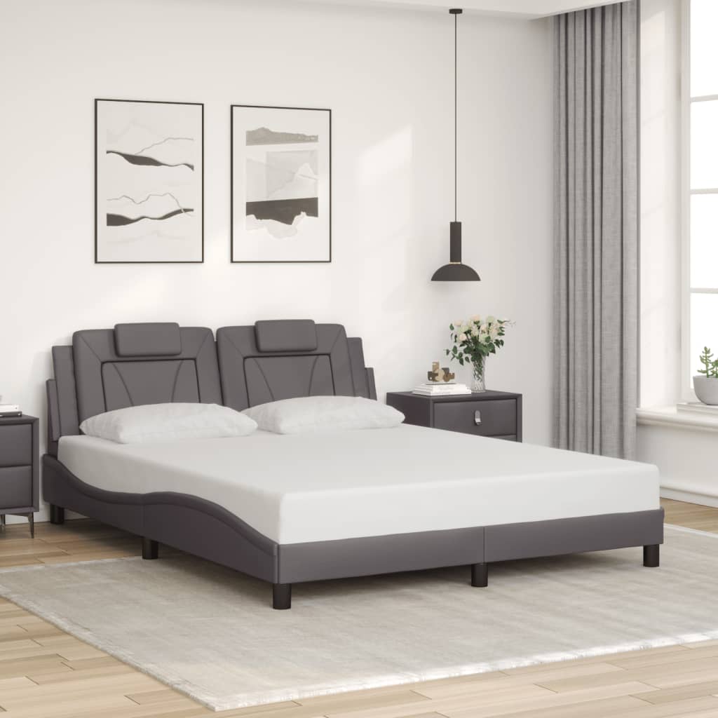 Cadre de lit sans matelas gris 160x200 cm similicuir