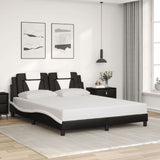 Cadre de lit sans matelas noir et blanc 160x200 cm similicuir