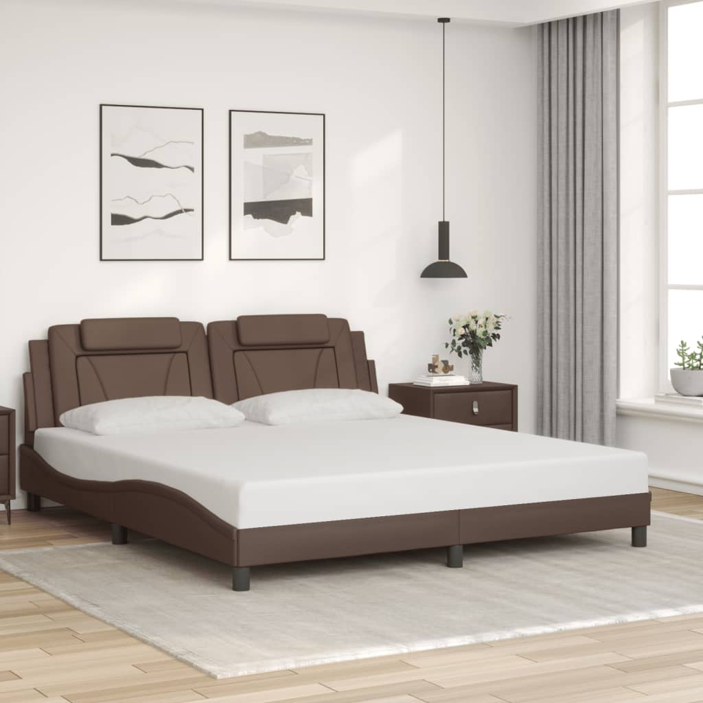 Cadre de lit sans matelas marron 180x200 cm similicuir