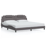 Cadre de lit sans matelas gris 200x200 cm similicuir