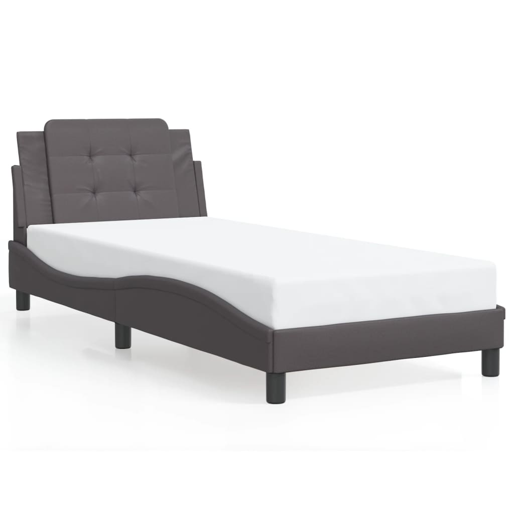 Cadre de lit sans matelas gris 80x200 cm similicuir