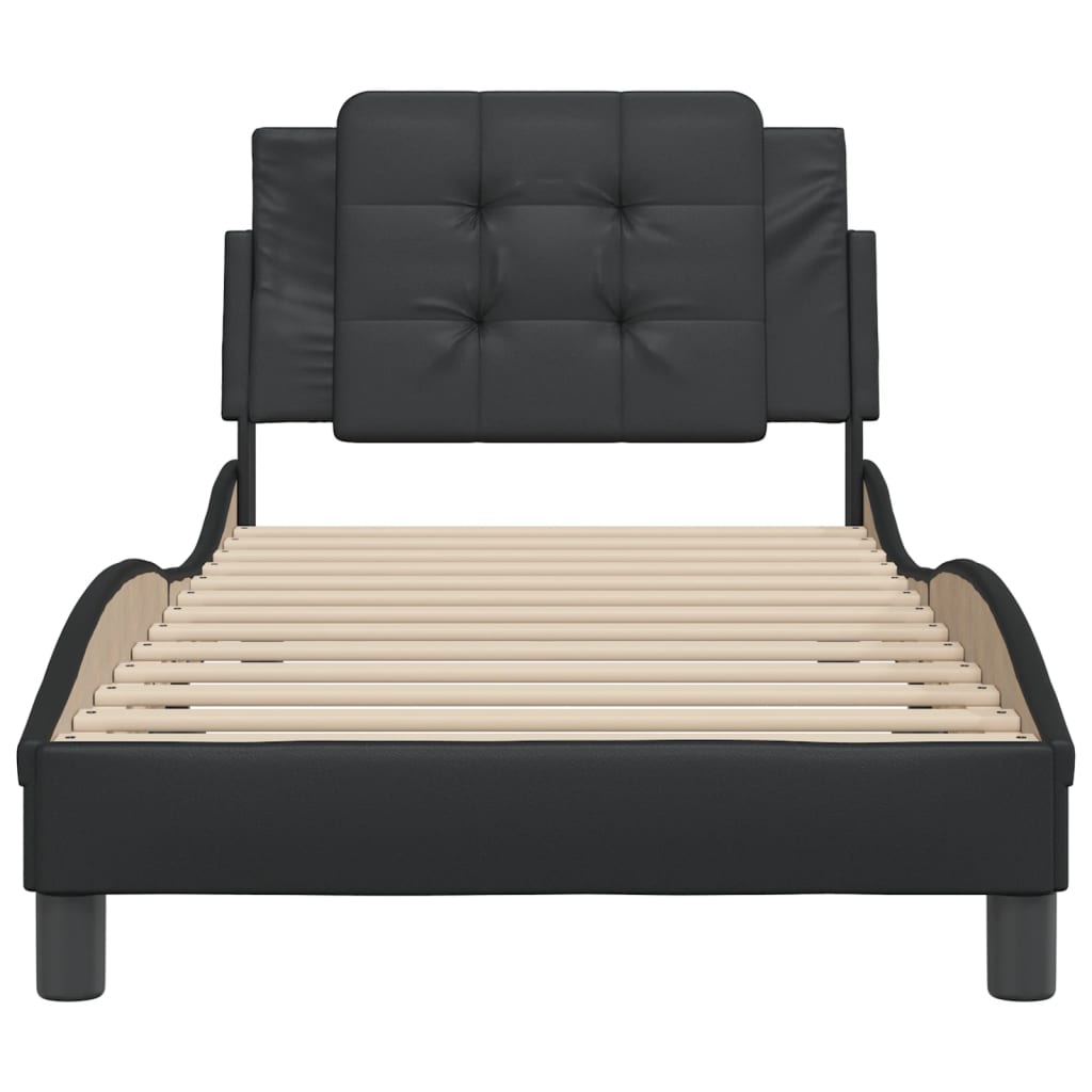 Cadre de lit sans matelas noir 90x190 cm similicuir