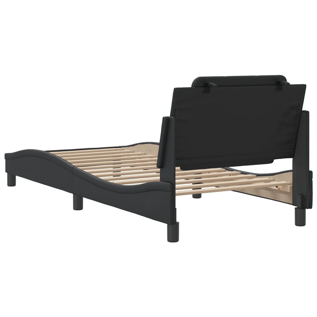 Cadre de lit sans matelas noir 90x190 cm similicuir