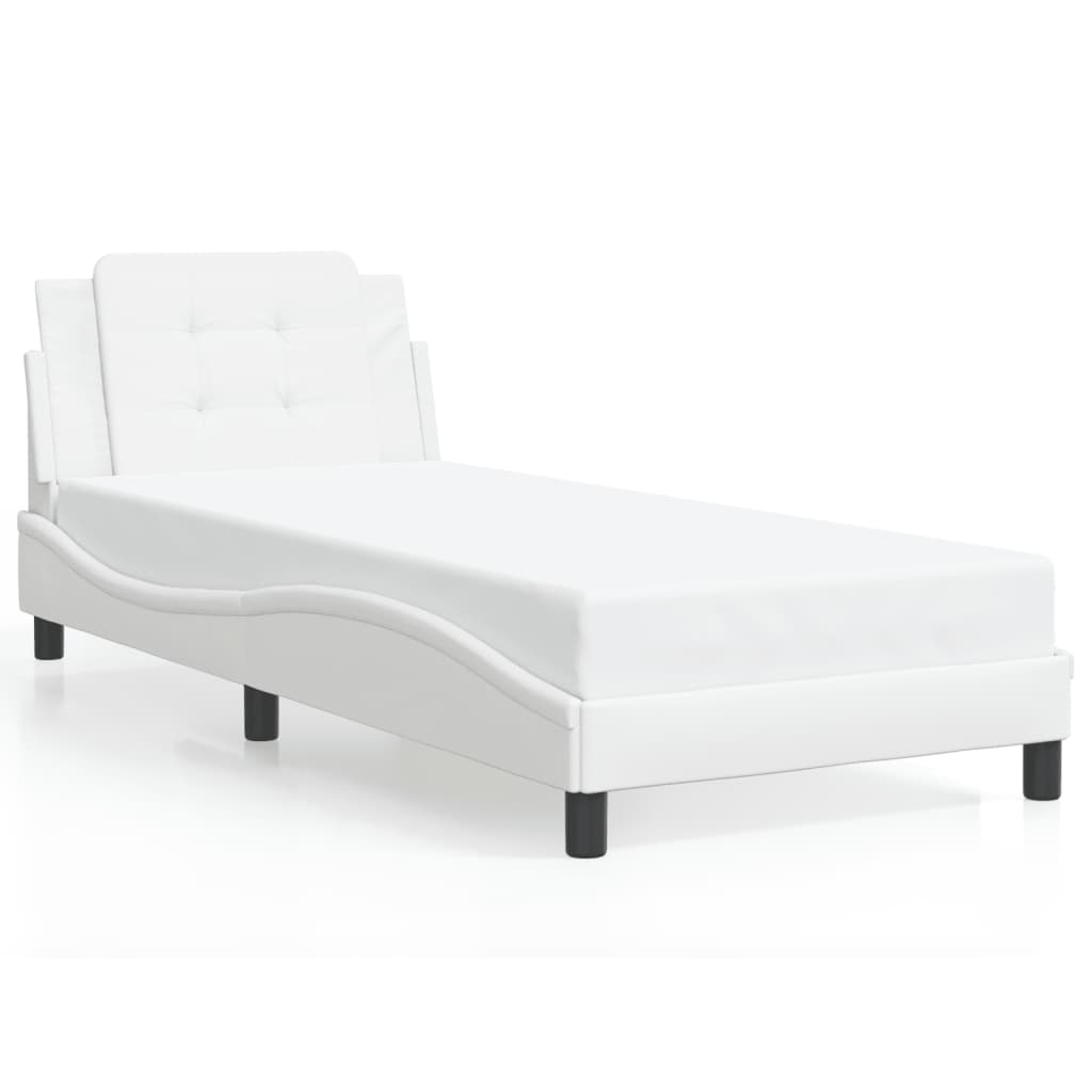 Cadre de lit sans matelas blanc 90x190 cm similicuir