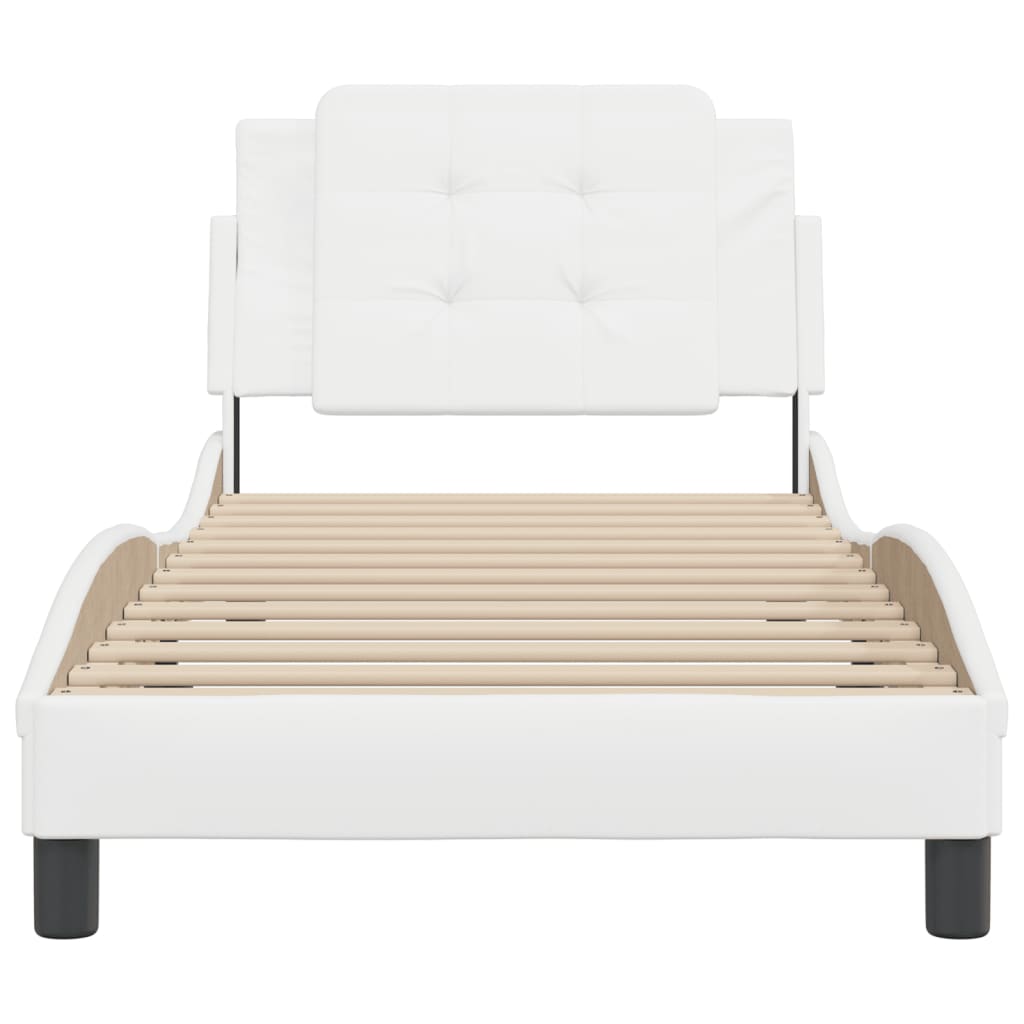 Cadre de lit sans matelas blanc 90x190 cm similicuir