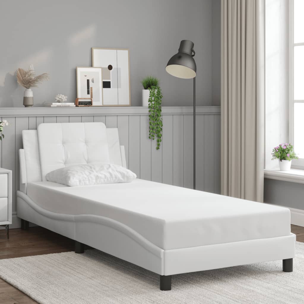 Cadre de lit sans matelas blanc 90x190 cm similicuir