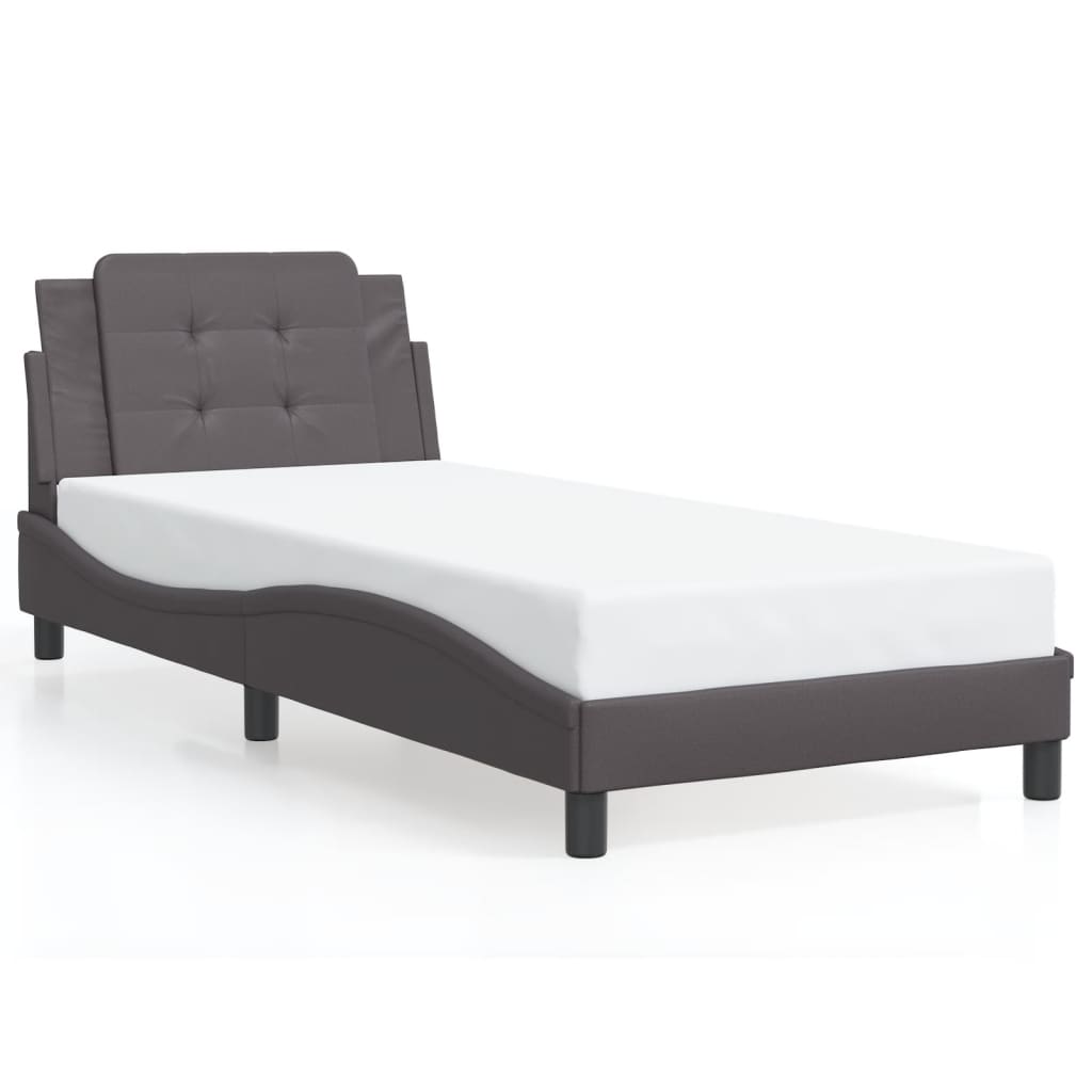 Cadre de lit sans matelas gris 90x190 cm similicuir