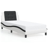 Cadre de lit sans matelas blanc et noir 90x190 cm similicuir