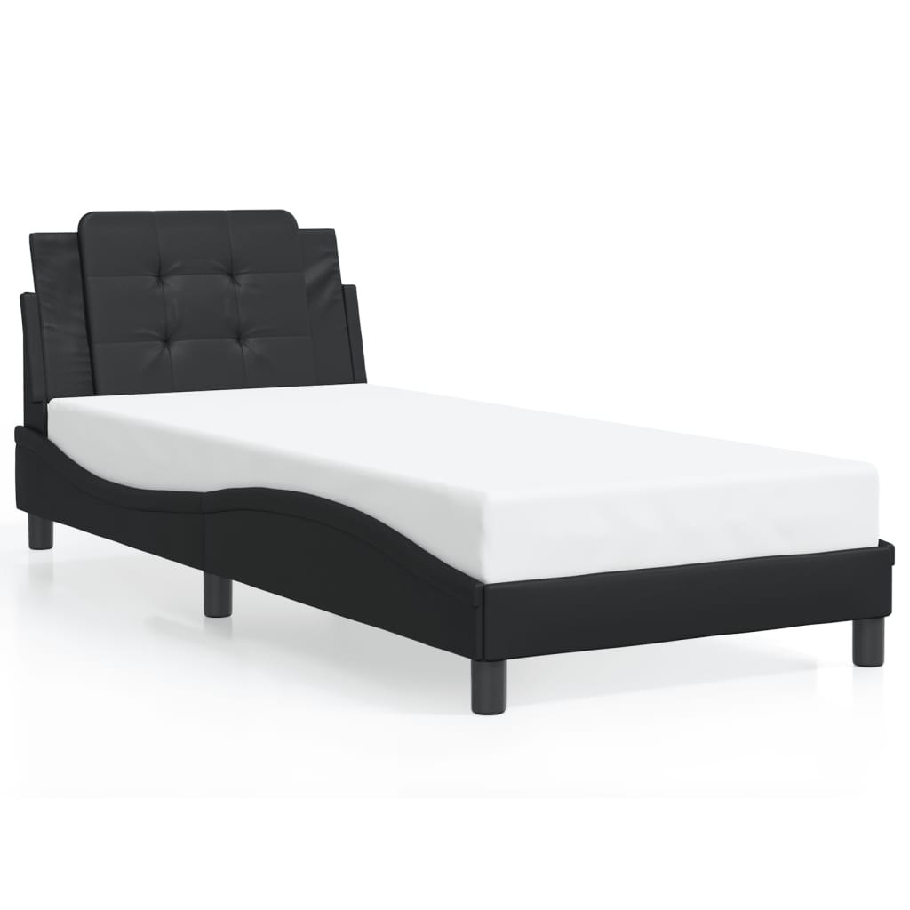 Cadre de lit sans matelas noir 90x200 cm similicuir