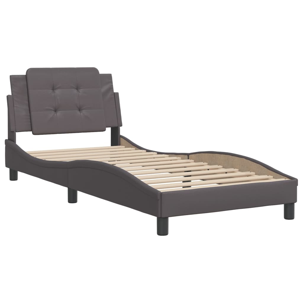 Cadre de lit sans matelas gris 90x200 cm similicuir