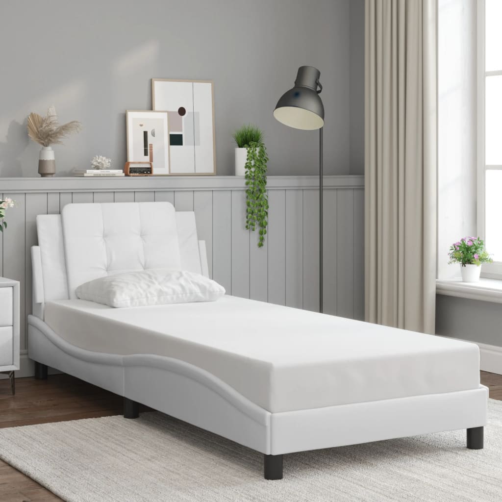 Cadre de lit sans matelas blanc 100x200 cm similicuir