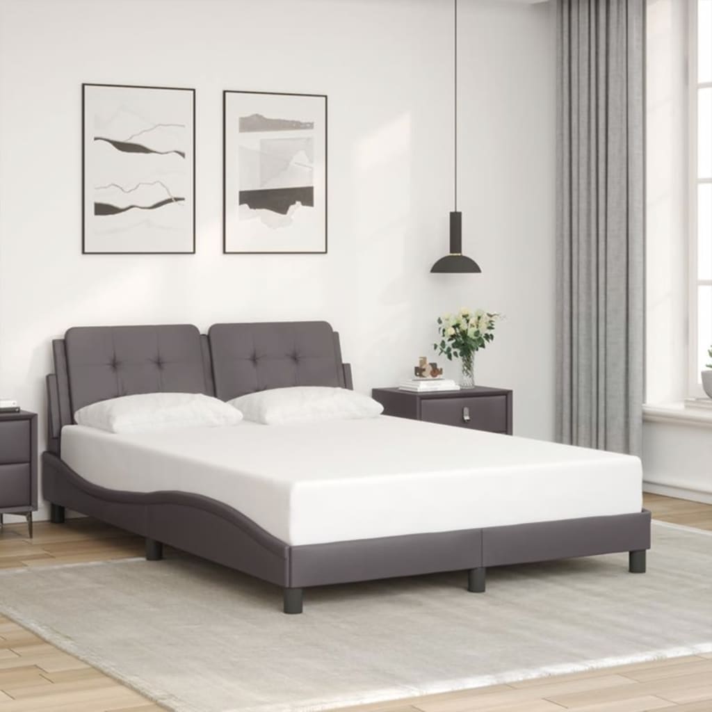 Cadre de lit sans matelas gris 120x200 cm similicuir