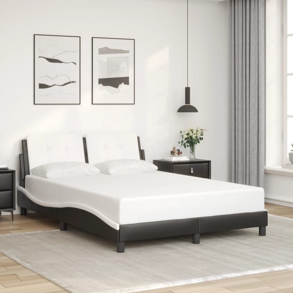 Cadre de lit sans matelas noir et blanc 120x200 cm similicuir