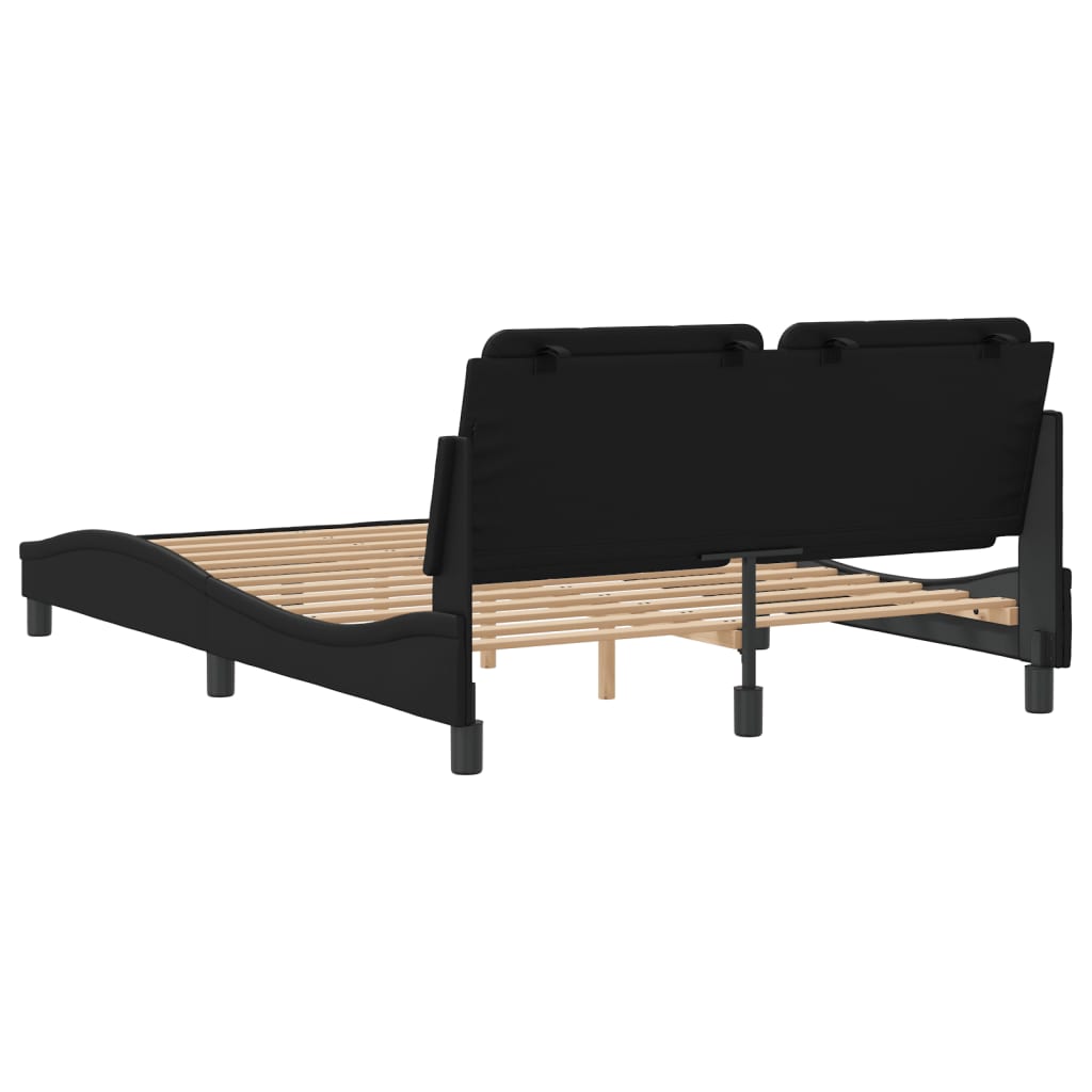 Cadre de lit sans matelas noir 140x190 cm similicuir