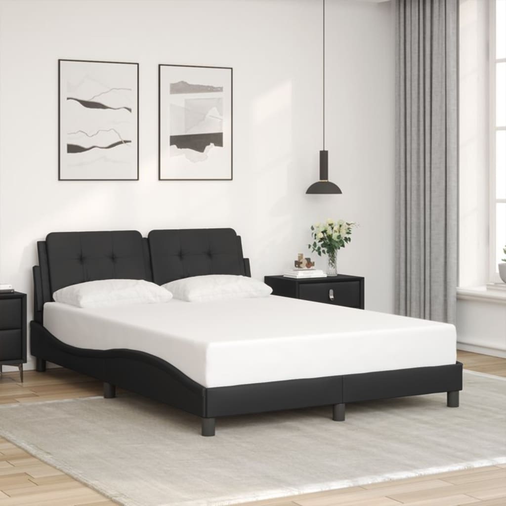 Cadre de lit sans matelas noir 140x190 cm similicuir