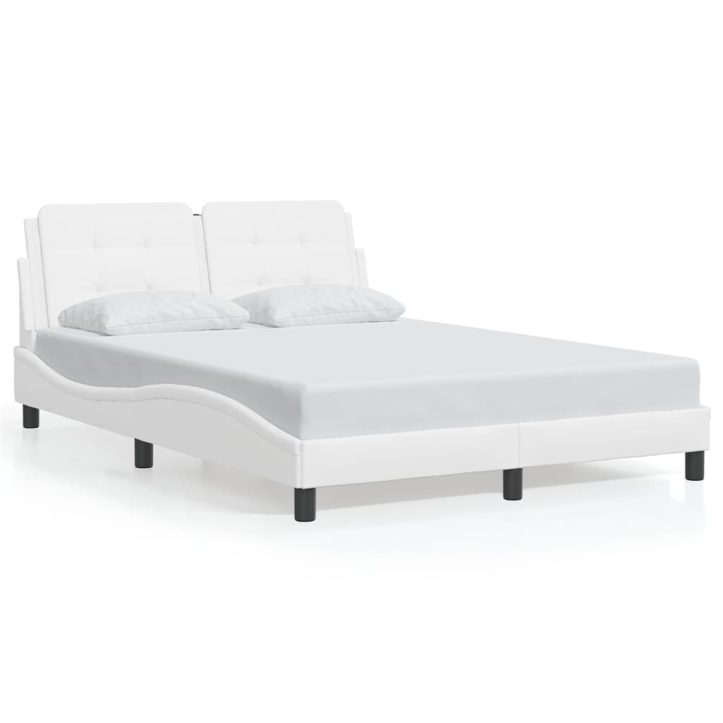 Cadre de lit sans matelas blanc 140x190 cm similicuir