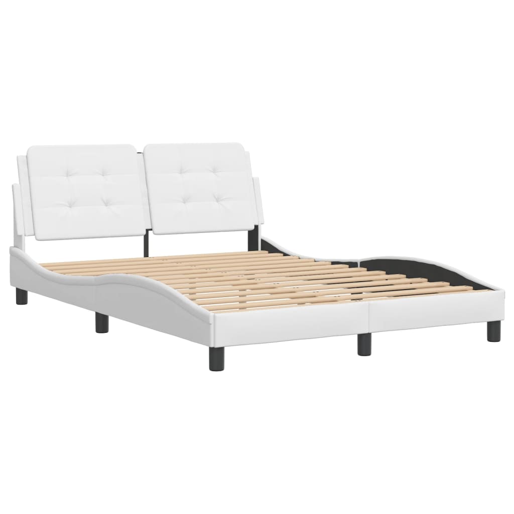 Cadre de lit sans matelas blanc 140x190 cm similicuir