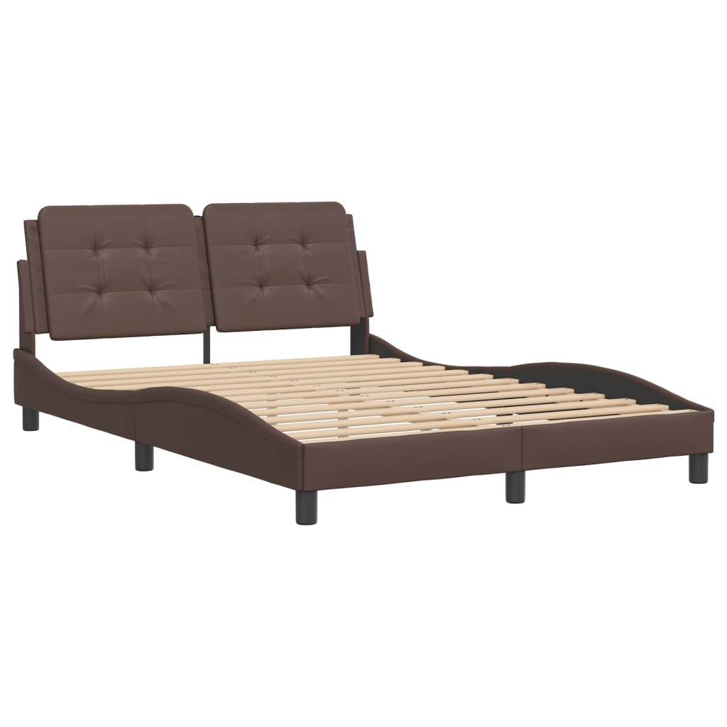 Cadre de lit sans matelas marron 140x190 cm similicuir