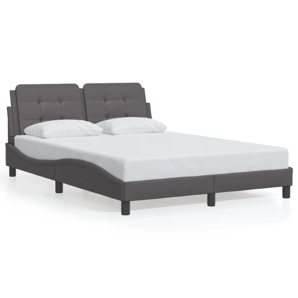 Cadre de lit sans matelas gris 140x190 cm similicuir