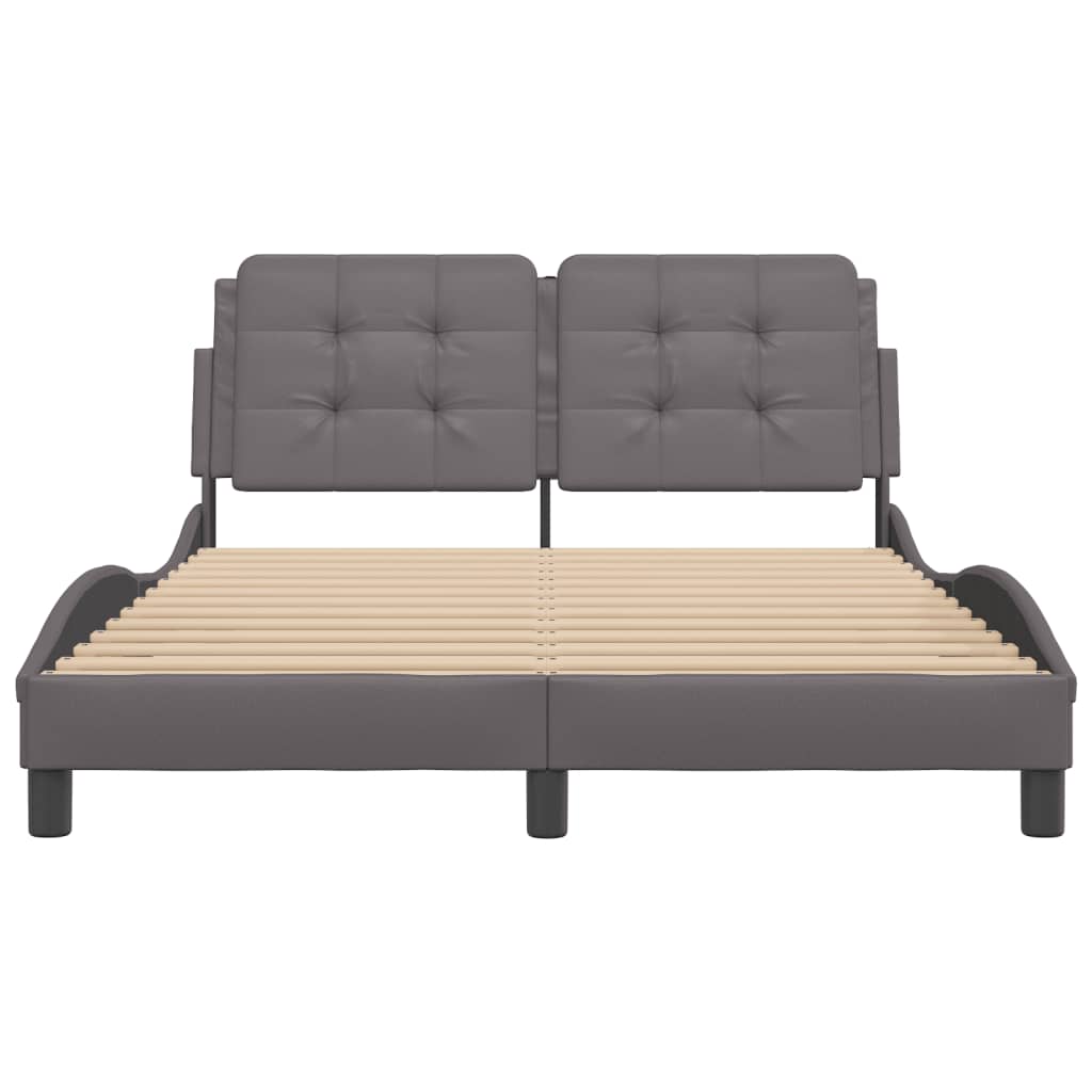 Cadre de lit sans matelas gris 140x190 cm similicuir