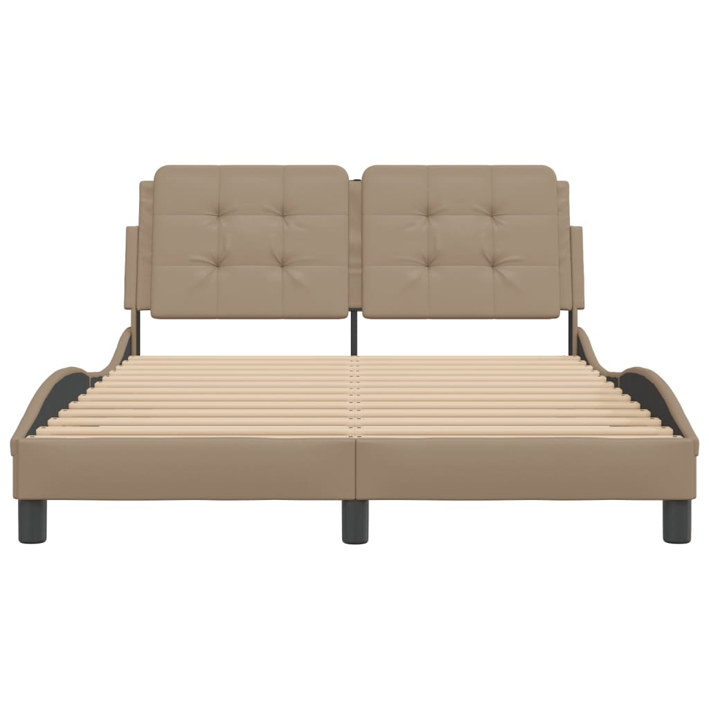 Cadre de lit sans matelas cappuccino 140x190 cm similicuir