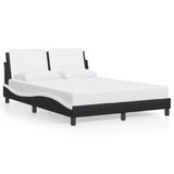 Cadre de lit sans matelas noir et blanc 140x190 cm similicuir