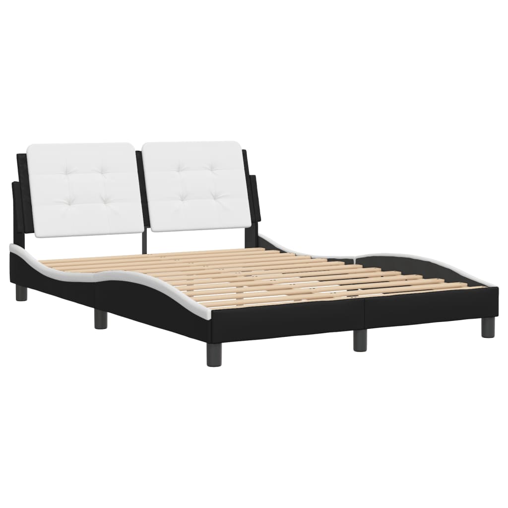 Cadre de lit sans matelas noir et blanc 140x190 cm similicuir