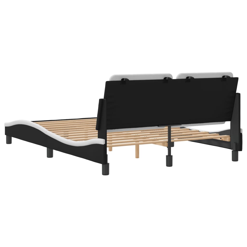 Cadre de lit sans matelas noir et blanc 140x190 cm similicuir