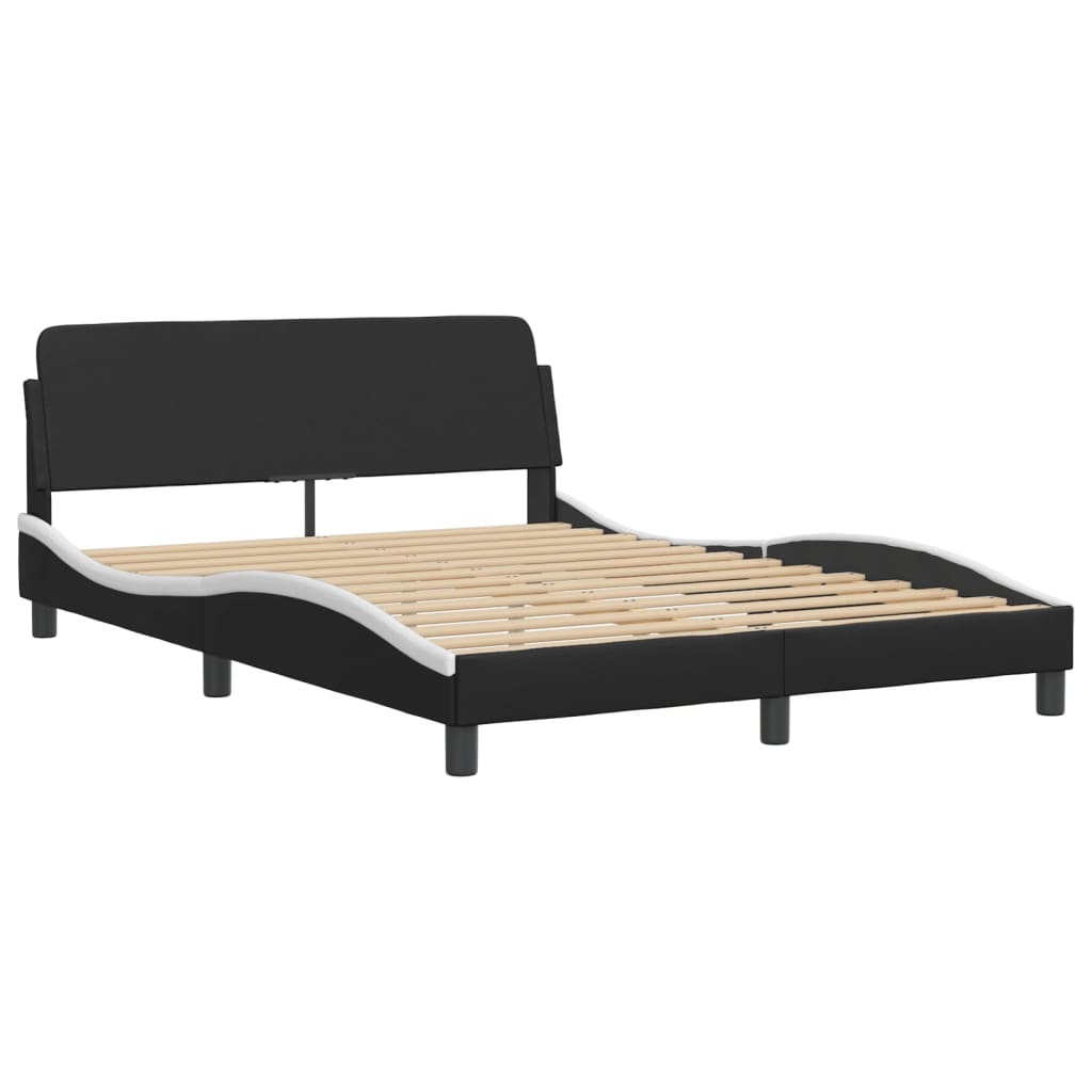 Cadre de lit sans matelas noir et blanc 140x190 cm similicuir