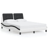 Cadre de lit sans matelas blanc et noir 140x190 cm similicuir