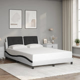 Cadre de lit sans matelas blanc et noir 140x190 cm similicuir