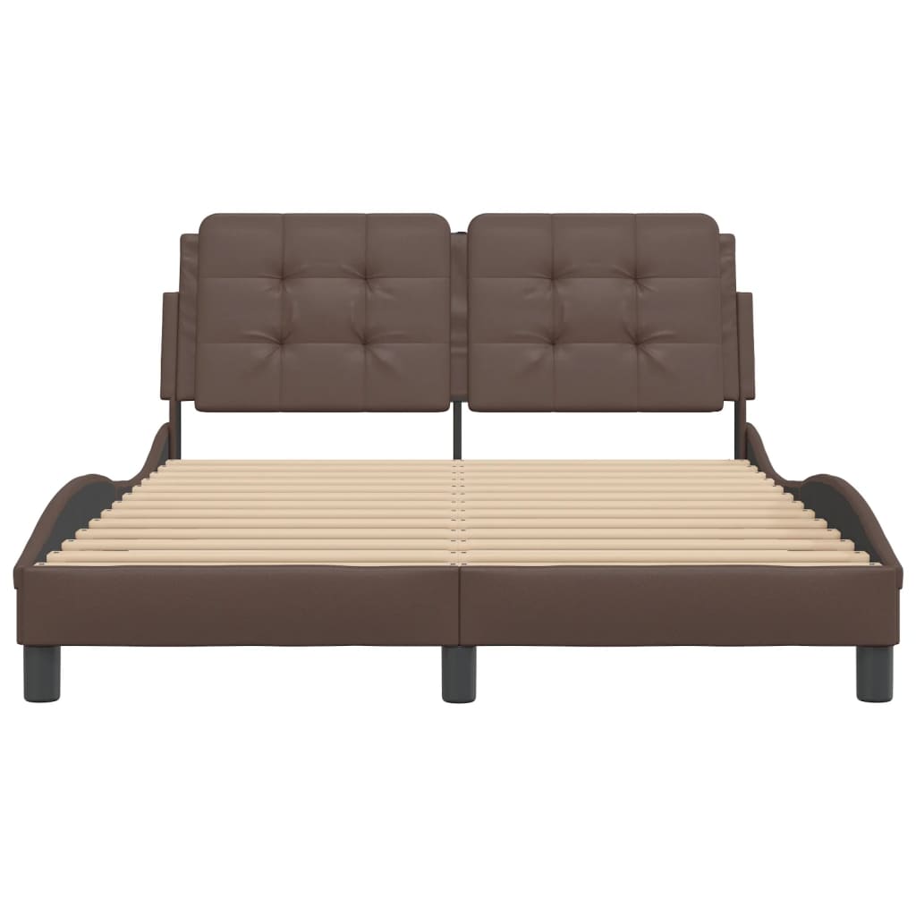 Cadre de lit sans matelas marron 140x200 cm similicuir