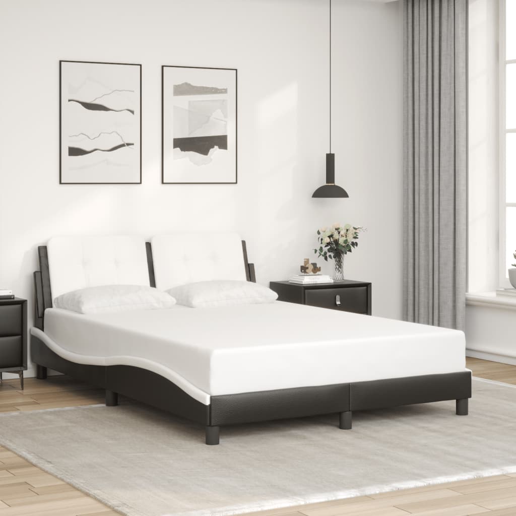 Cadre de lit sans matelas noir et blanc 140x200 cm similicuir