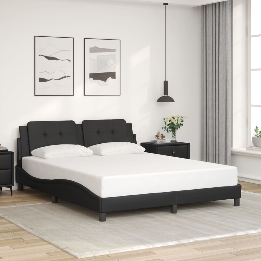 Cadre de lit sans matelas noir 160x200 cm similicuir