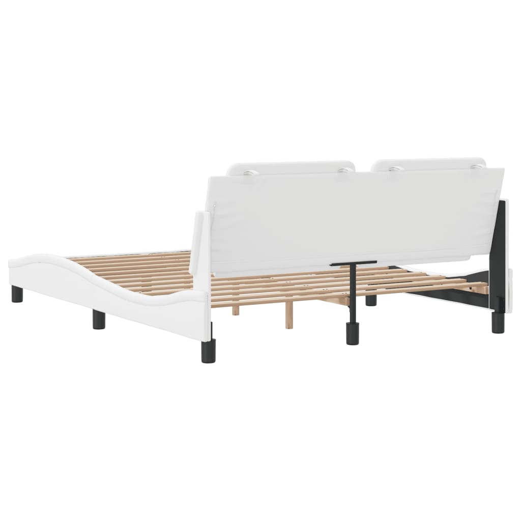 Cadre de lit sans matelas blanc 160x200 cm similicuir