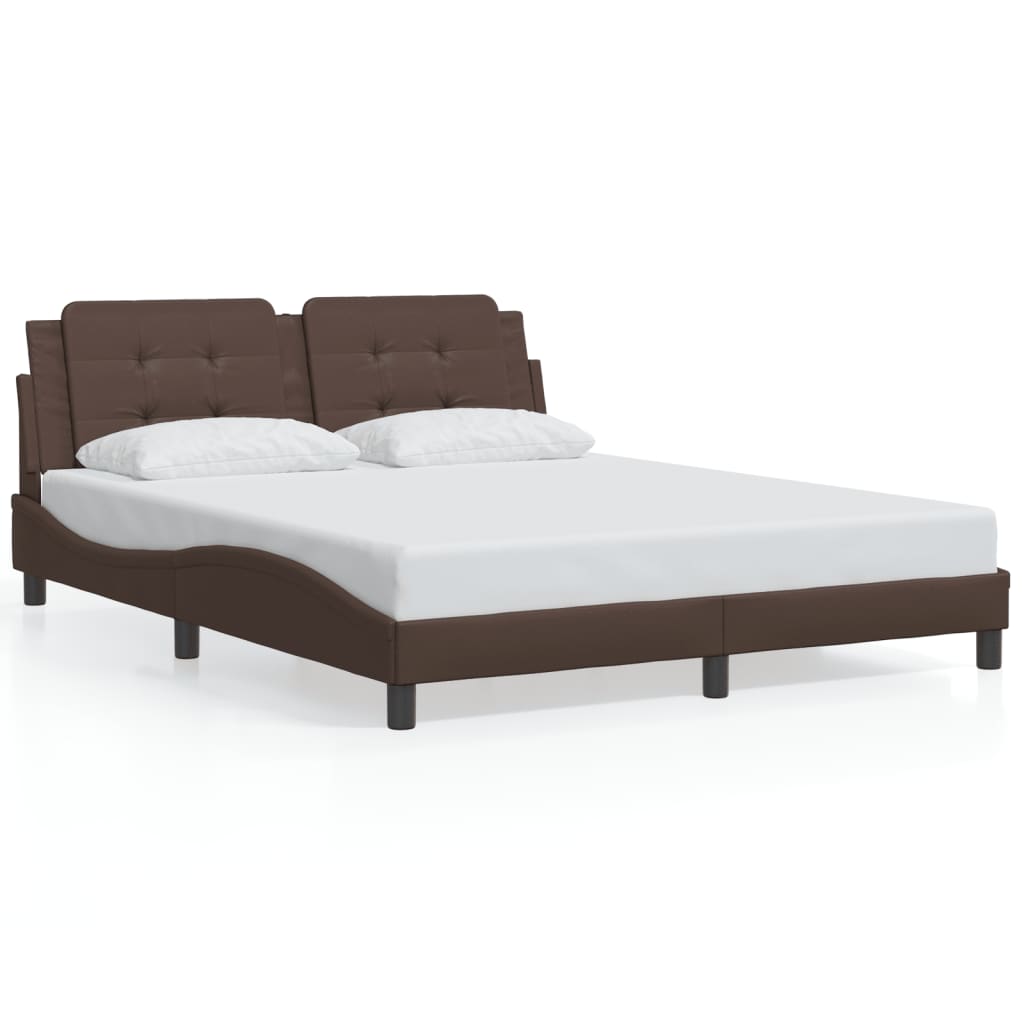 Cadre de lit sans matelas marron 160x200 cm similicuir