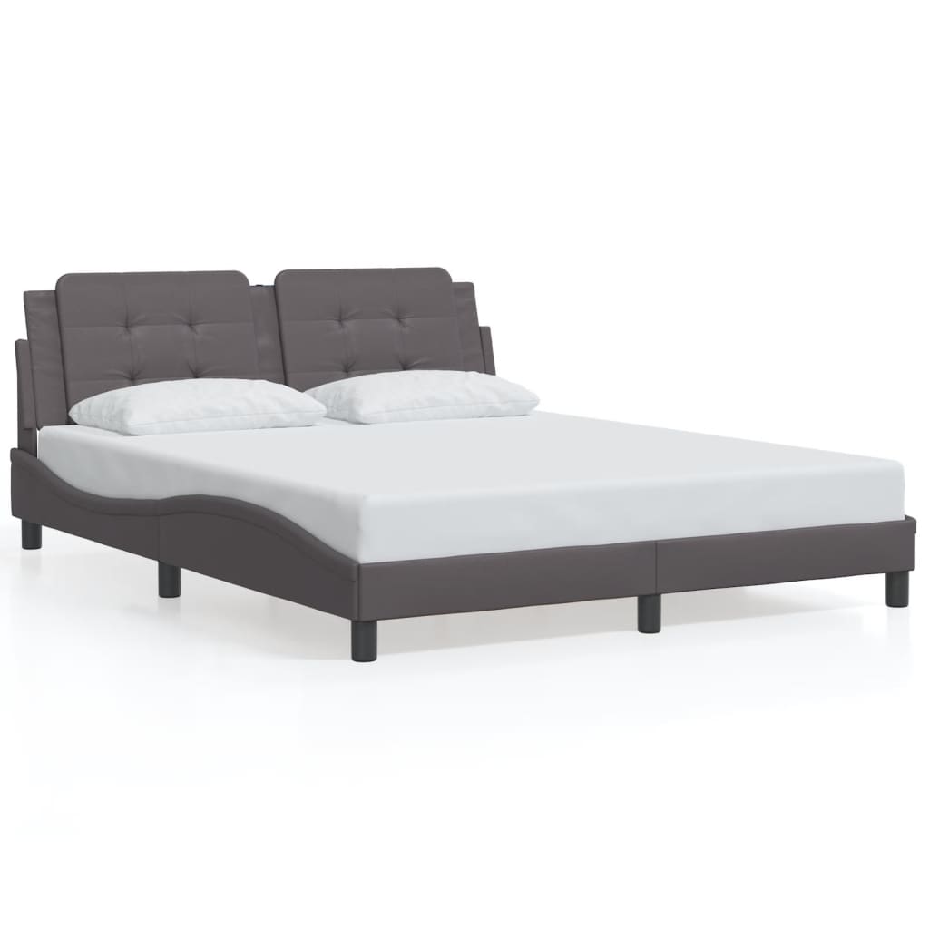 Cadre de lit sans matelas gris 160x200 cm similicuir