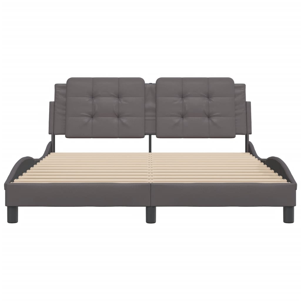 Cadre de lit sans matelas gris 160x200 cm similicuir