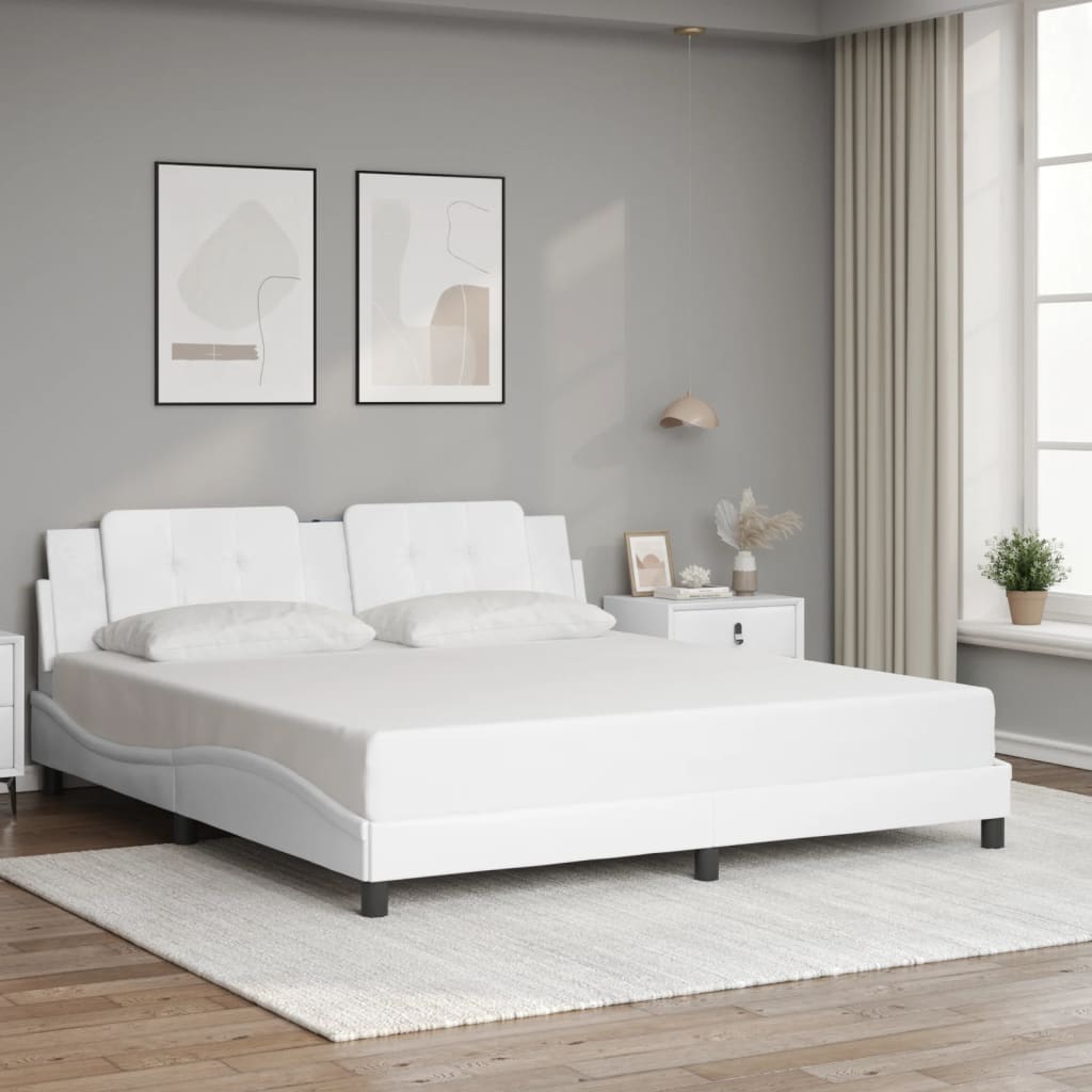 Cadre de lit sans matelas blanc 180x200 cm similicuir